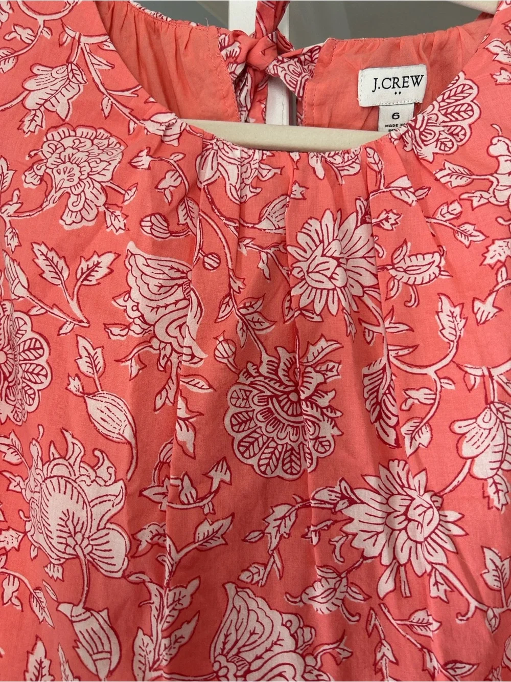 J. Crew Pink Floral Sleeveless Midi Dress with Back Bow